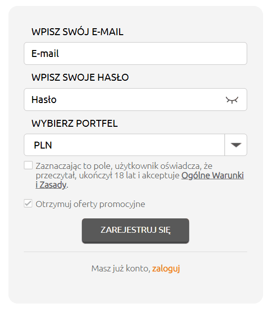 Rejestracja w Pelican Casino – formularz zakładania konta